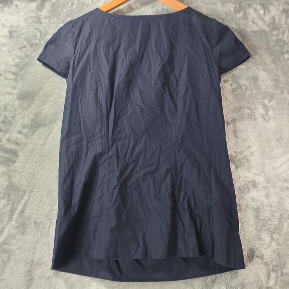 J Crew Womens Navy Jeweled Scoop Neck Tee Top 0 Embellished Cotton Style 21840 - Picture 8 of 11